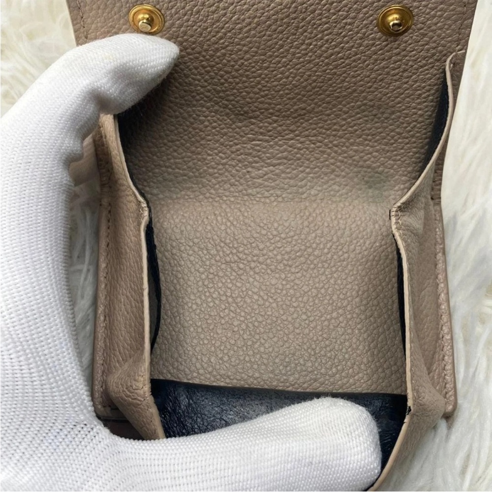 Saint Laurent Taupe Leather Wallet with Gold Logo - Picture 9 of 12